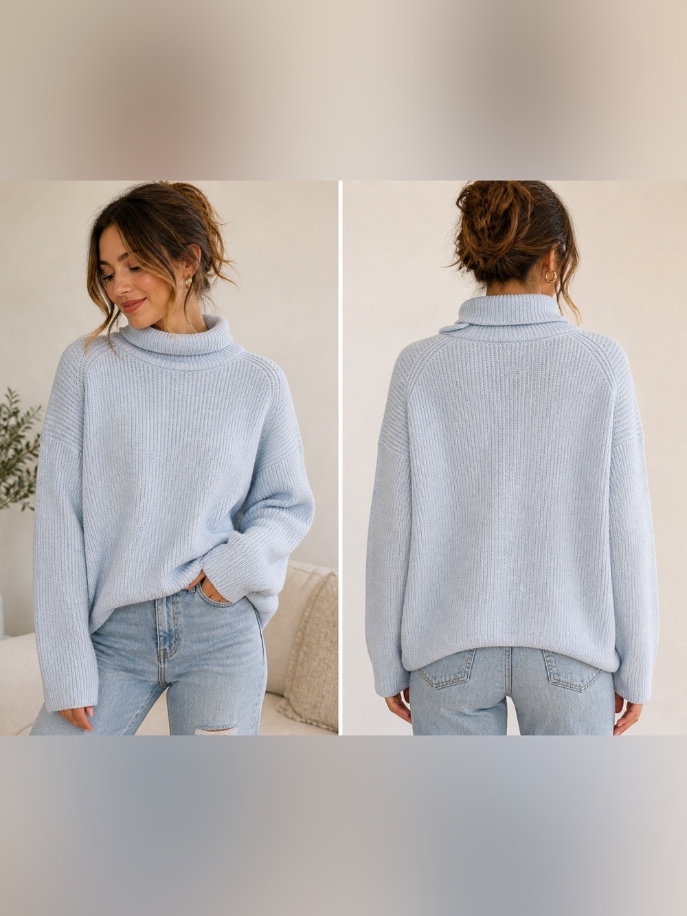 a new day Light Blue Cozy Turtleneck Sweater